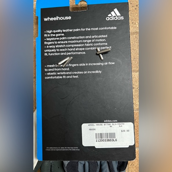Adidas Wheelhouse baseball / Softball batting gloves. Youth Large - Picture 3 of 3